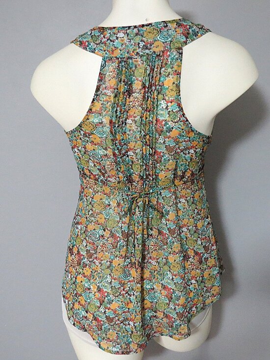 American Rag Floral Pleated Sleeveless Blouse – Size Large - Picture 5 of 8